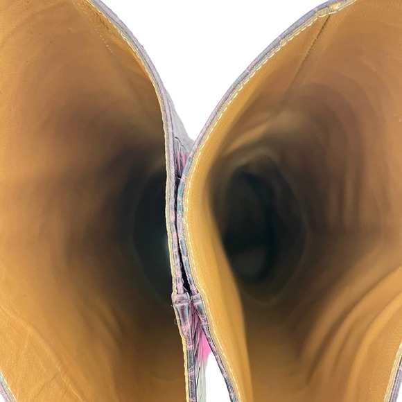 PARIS TEXAS NWT Square-Toe Crocodile-Effect Leather Knee Boots in Burgundy 7.5 - Picture 10 of 13